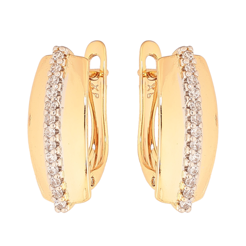 Серьги Xuping цвет Позолота 18К+Родий английский замок "Дорожки кристаллов" фото №7