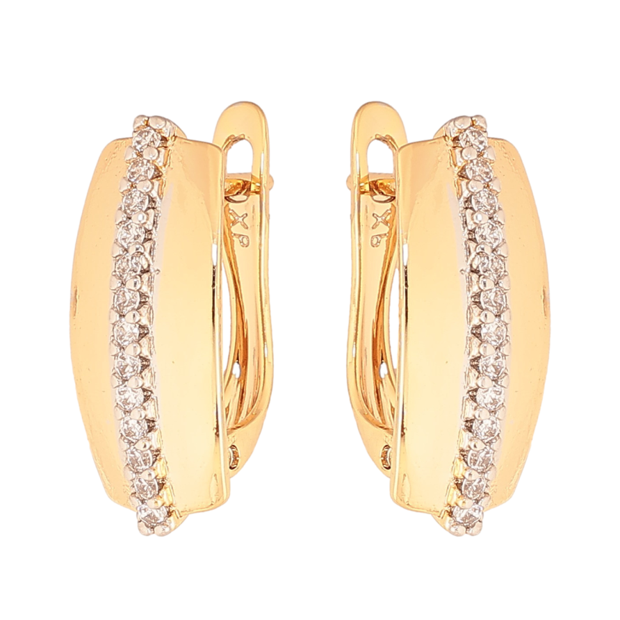 Сережки Xuping колір Позолота 18К+Родій англійський замок "Доріжки кристалів" фото №1