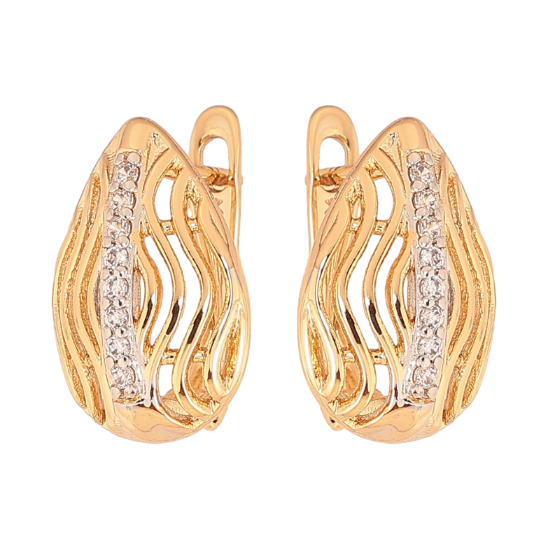 Серьги Xuping цвет Позолота 18К+Родий английский замок "Узор с кристаллами" фото №2 Серьги Xuping цвет Позолота 18К+Родий английский замок "Узор с кристаллами" фото №2