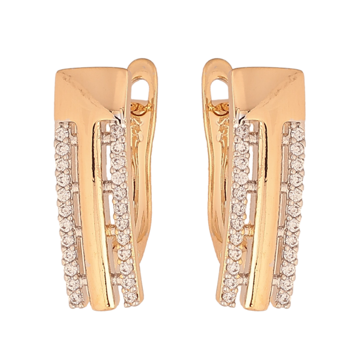 Сережки Xuping колір Позолота 18К+Родій англійський замок "Візерунок з кристалами" фото №20 Сережки Xuping колір Позолота 18К+Родій англійський замок "Візерунок з кристалами" фото №20