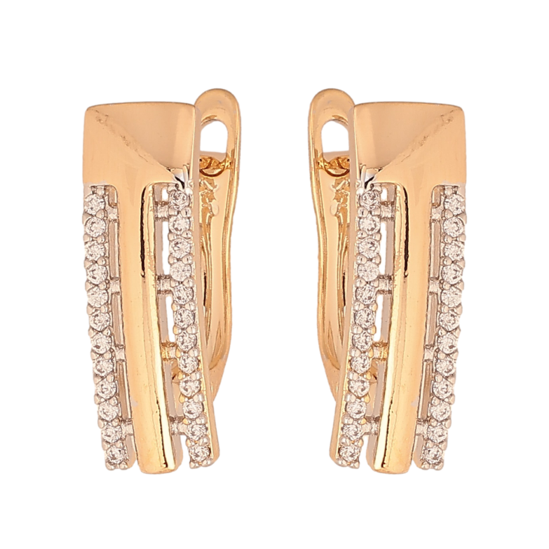 Сережки Xuping колір Позолота 18К+Родій англійський замок "Візерунок з кристалами" фото №1