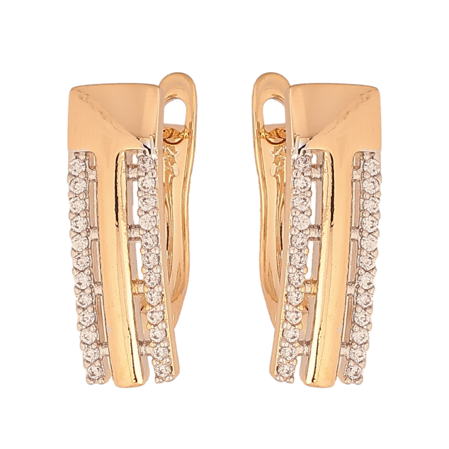 Сережки Xuping колір Позолота 18К+Родій англійський замок "Візерунок з кристалами" фото №1