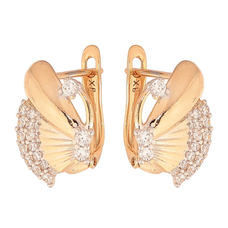 Сережки Xuping колір Позолота 18К+Родій англійський замок "Візерунок з кристалами" фото №16 Сережки Xuping колір Позолота 18К+Родій англійський замок "Візерунок з кристалами" фото №16