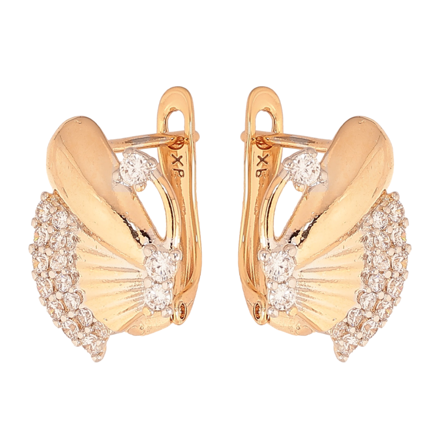 Сережки Xuping колір Позолота 18К+Родій англійський замок "Візерунок з кристалами" фото №1 Сережки Xuping колір Позолота 18К+Родій англійський замок "Візерунок з кристалами" фото №1