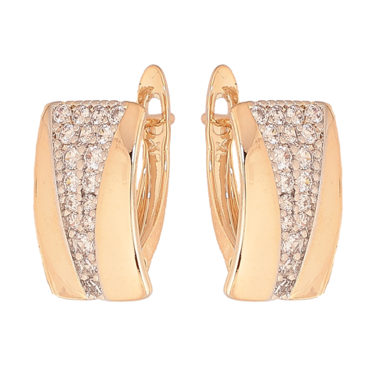 Сережки Xuping колір Позолота 18К+Родій англійський замок "Візерунок з кристалами" фото №14 Сережки Xuping колір Позолота 18К+Родій англійський замок "Візерунок з кристалами" фото №14