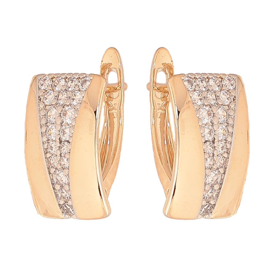 Сережки Xuping колір Позолота 18К+Родій англійський замок "Візерунок з кристалами" фото №1 Сережки Xuping колір Позолота 18К+Родій англійський замок "Візерунок з кристалами" фото №1