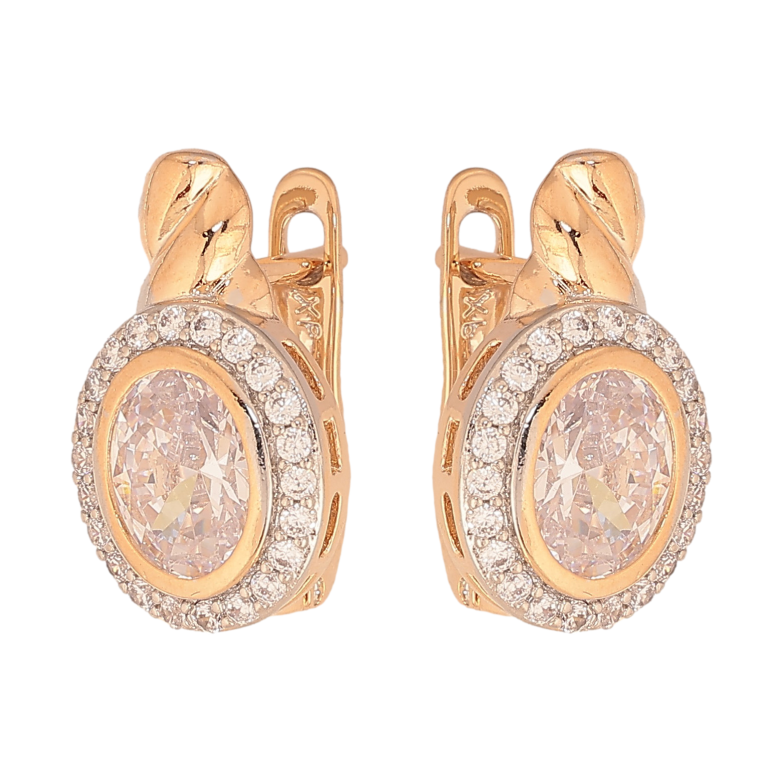 Сережки Xuping колір Позолота 18К+Родій англійський замок "Візерунок з кристалами" фото №1