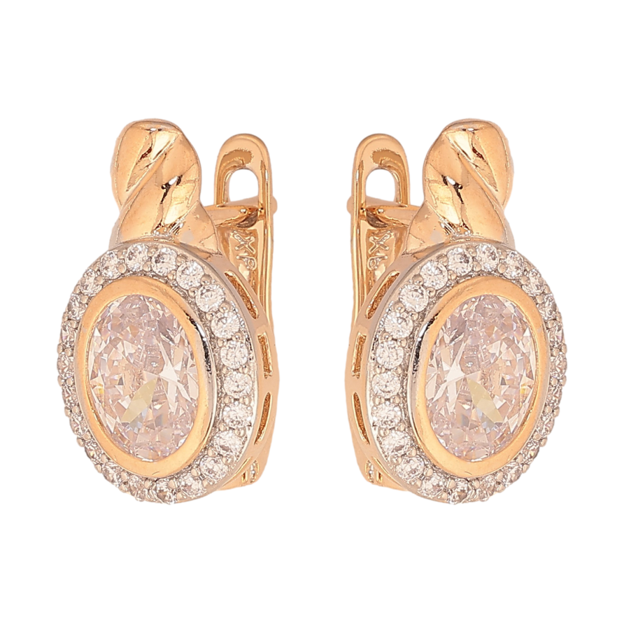 Сережки Xuping колір Позолота 18К+Родій англійський замок "Візерунок з кристалами" фото №1