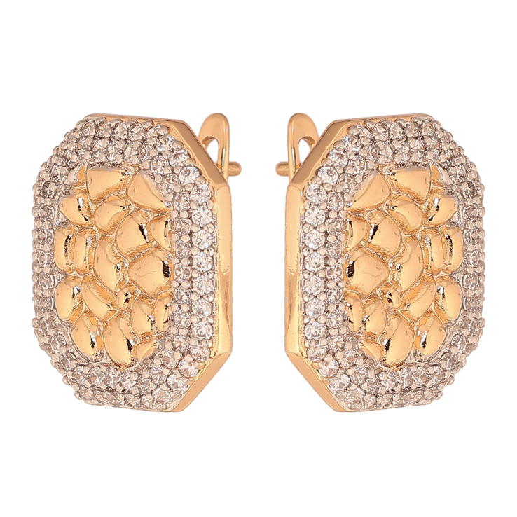 Сережки Xuping колір Позолота 18К+Родій англійський замок "Візерунок з кристалами" фото №8 Сережки Xuping колір Позолота 18К+Родій англійський замок "Візерунок з кристалами" фото №8