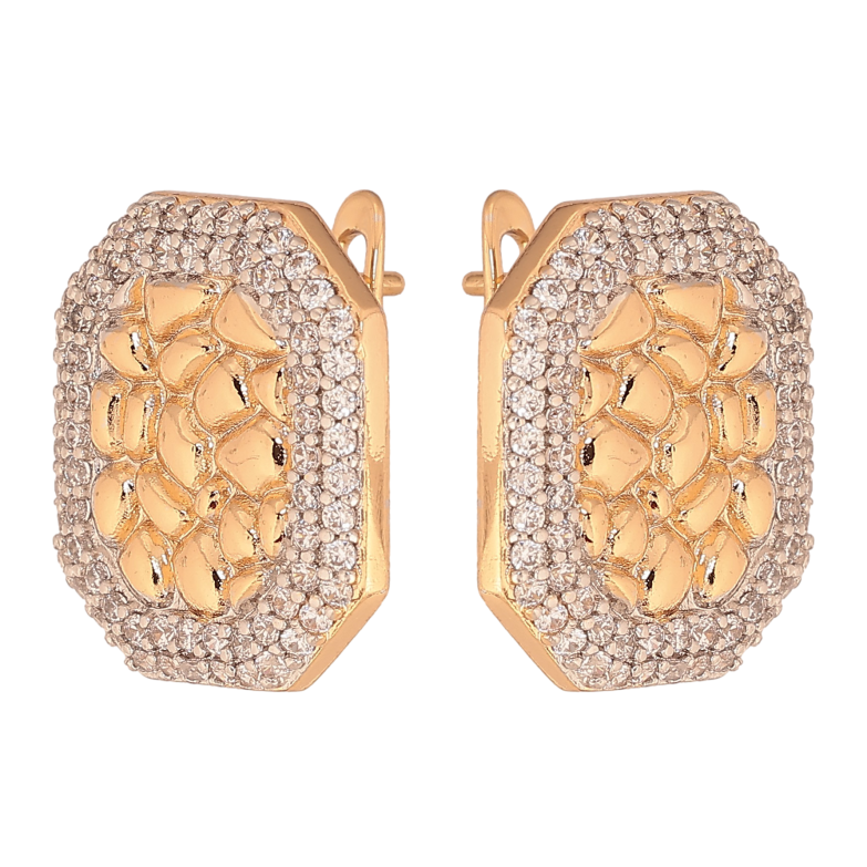 Сережки Xuping колір Позолота 18К+Родій англійський замок "Візерунок з кристалами" фото №24 Сережки Xuping колір Позолота 18К+Родій англійський замок "Візерунок з кристалами" фото №24