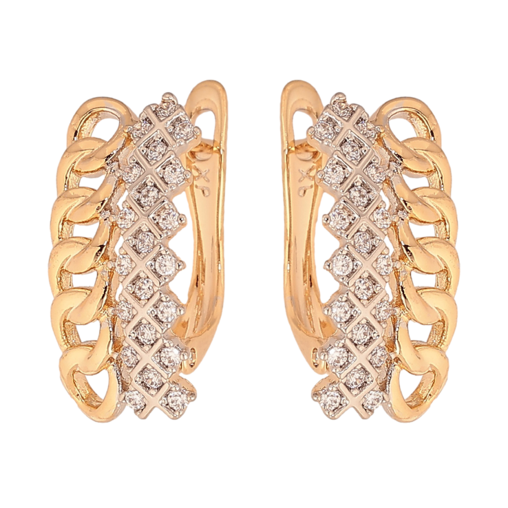 Сережки Xuping колір Позолота 18К+Родій англійський замок "Візерунок ланцюжок з кристалами" фото №3 Сережки Xuping колір Позолота 18К+Родій англійський замок "Візерунок ланцюжок з кристалами" фото №3