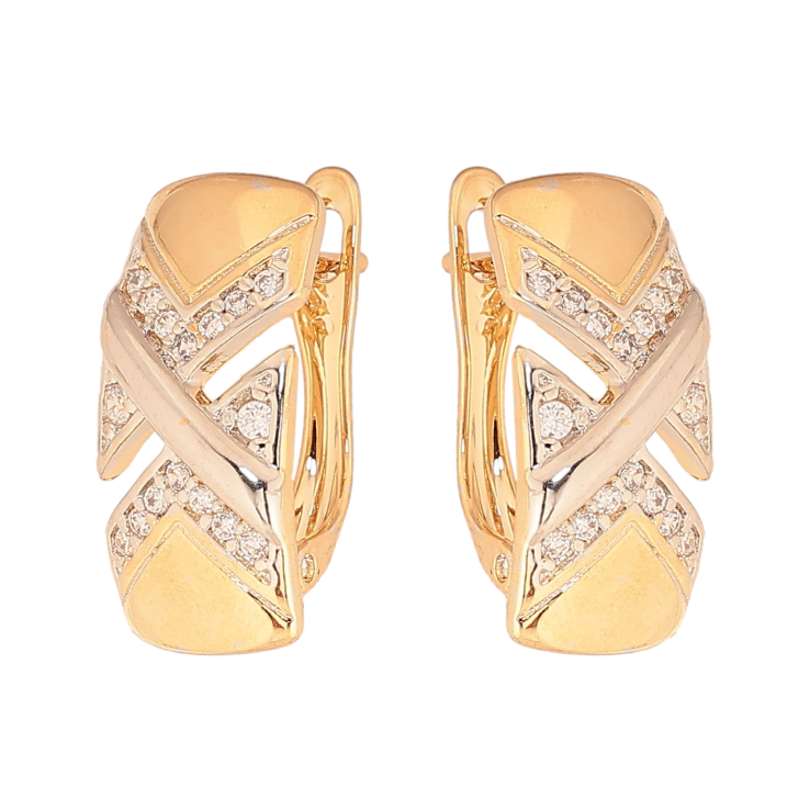 Сережки Xuping колір Позолота 18К+Родій англійський замок "Візерунок з кристалами" фото №24 Сережки Xuping колір Позолота 18К+Родій англійський замок "Візерунок з кристалами" фото №24