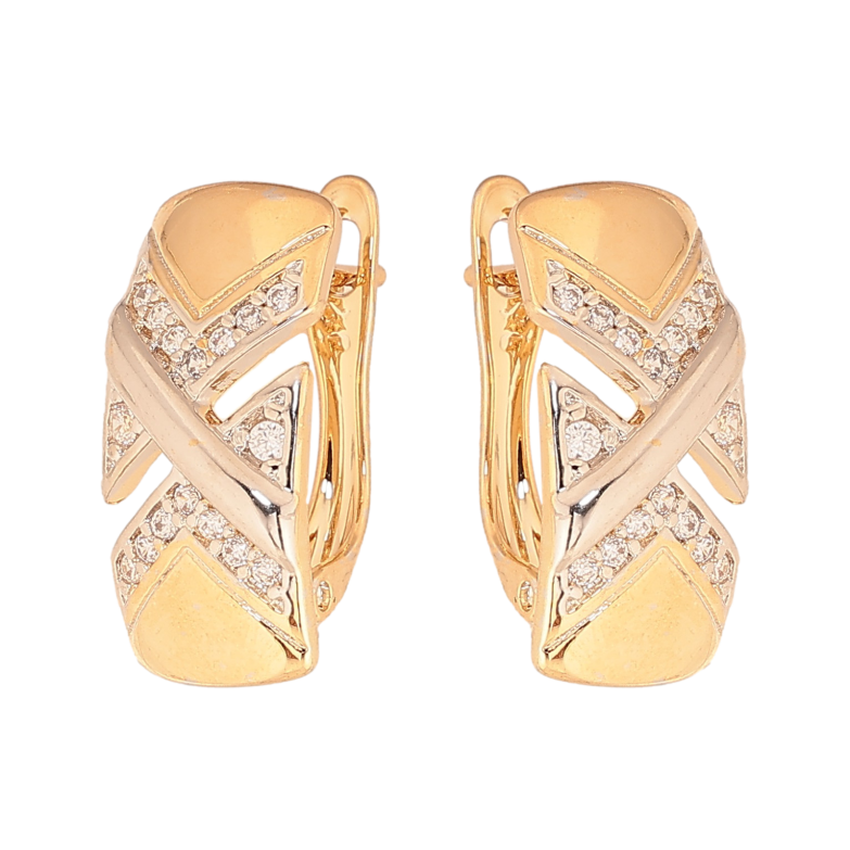 Сережки Xuping колір Позолота 18К+Родій англійський замок "Візерунок з кристалами" фото №1