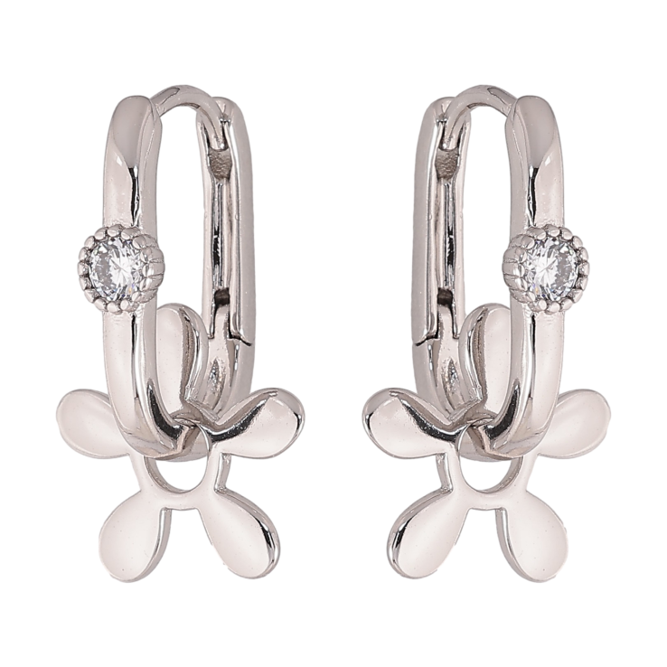 Сережки Xuping колір Родій підвіски на колечках "Квіточки" 2 в 1 фото №6 Сережки Xuping колір Родій підвіски на колечках "Квіточки" 2 в 1 фото №6