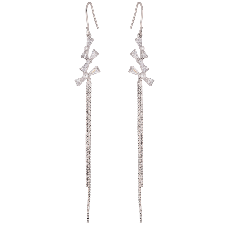 Серьги Xuping цвет Родий французский замок "Декоративные подвески с кристаллами" фото №1