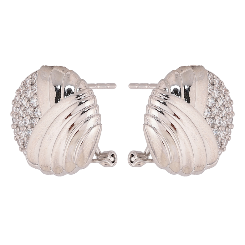 Сережки Xuping колір Родій італійський замок "Візерунок з кристалами" фото №1 Сережки Xuping колір Родій італійський замок "Візерунок з кристалами" фото №1