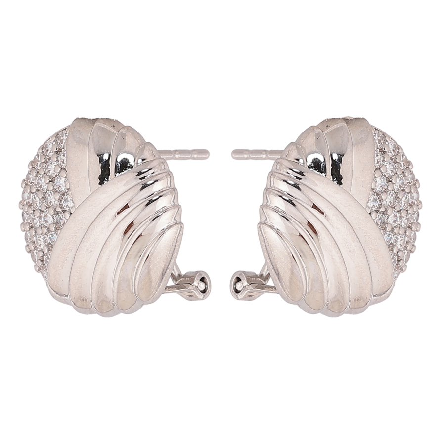 Сережки Xuping колір Родій італійський замок "Візерунок з кристалами" фото №1 Сережки Xuping колір Родій італійський замок "Візерунок з кристалами" фото №1