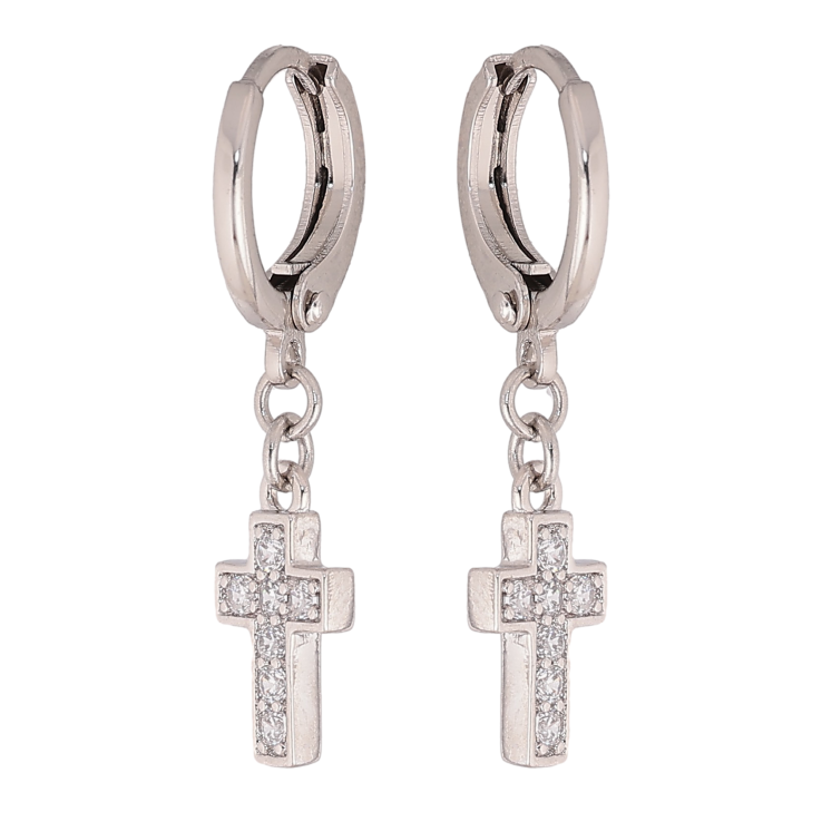 Серьги Xuping цвет Родий подвески на колечках "Крестики" фото №8 Серьги Xuping цвет Родий подвески на колечках "Крестики" фото №8