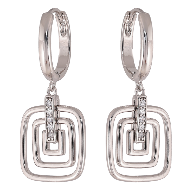 Сережки Xuping колір Родій підвіски на колечках "Квадратні" фото №23 Сережки Xuping колір Родій підвіски на колечках "Квадратні" фото №23