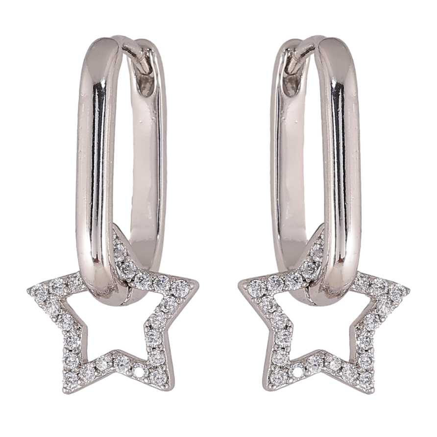 Сережки Xuping колір Родій підвіски на колечках "Зірки" 2 в 1 фото №1