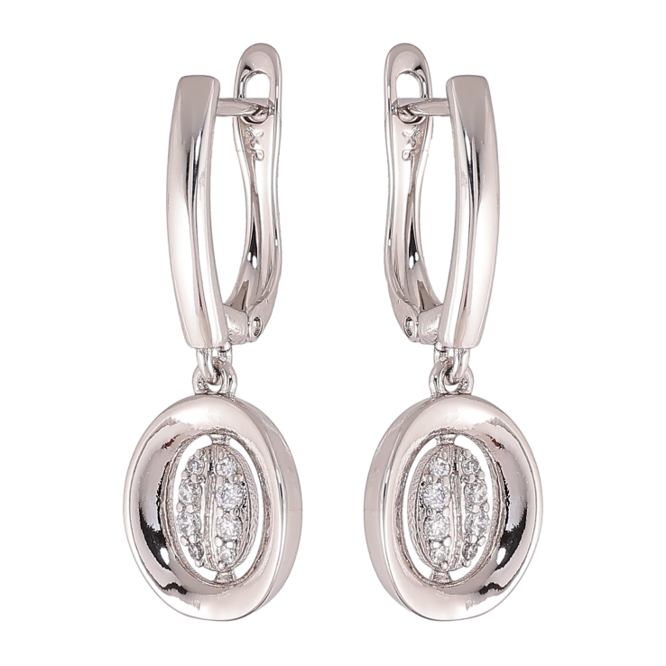 Сережки Xuping колір Родій англійський замок "Овальні підвіски з кристалами" фото №9