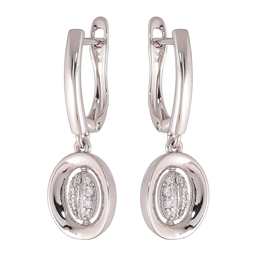 Сережки Xuping колір Родій англійський замок "Овальні підвіски з кристалами" фото №1