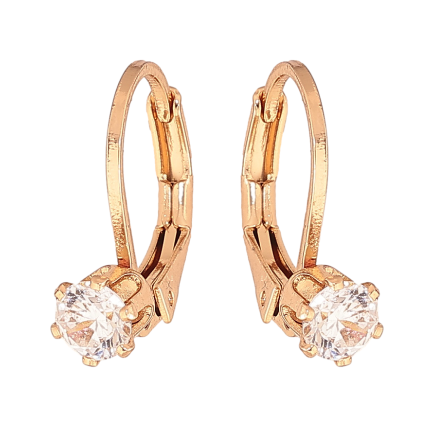 Сережки Xuping колір позолота 18K французький замок кристали на дужках ø 4мм фото №1 Сережки Xuping колір позолота 18K французький замок кристали на дужках ø 4мм фото №1