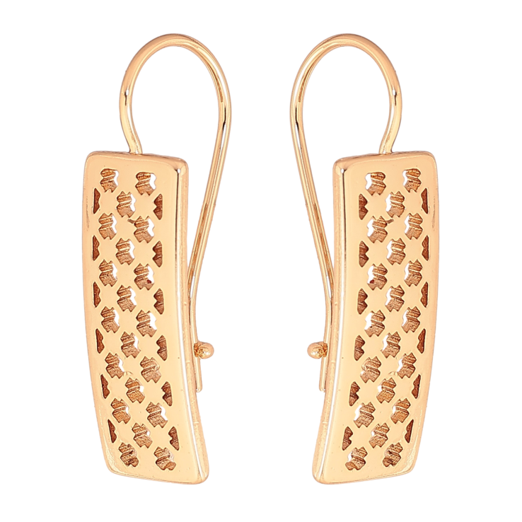 Сережки Xuping колір позолота 18K французький замок різьблені прямокутники на дужках фото №21 Сережки Xuping колір позолота 18K французький замок різьблені прямокутники на дужках фото №21