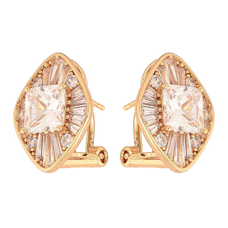 Сережки Xuping колір позолота 18K італійський замок інкрустація кристалами фото №1