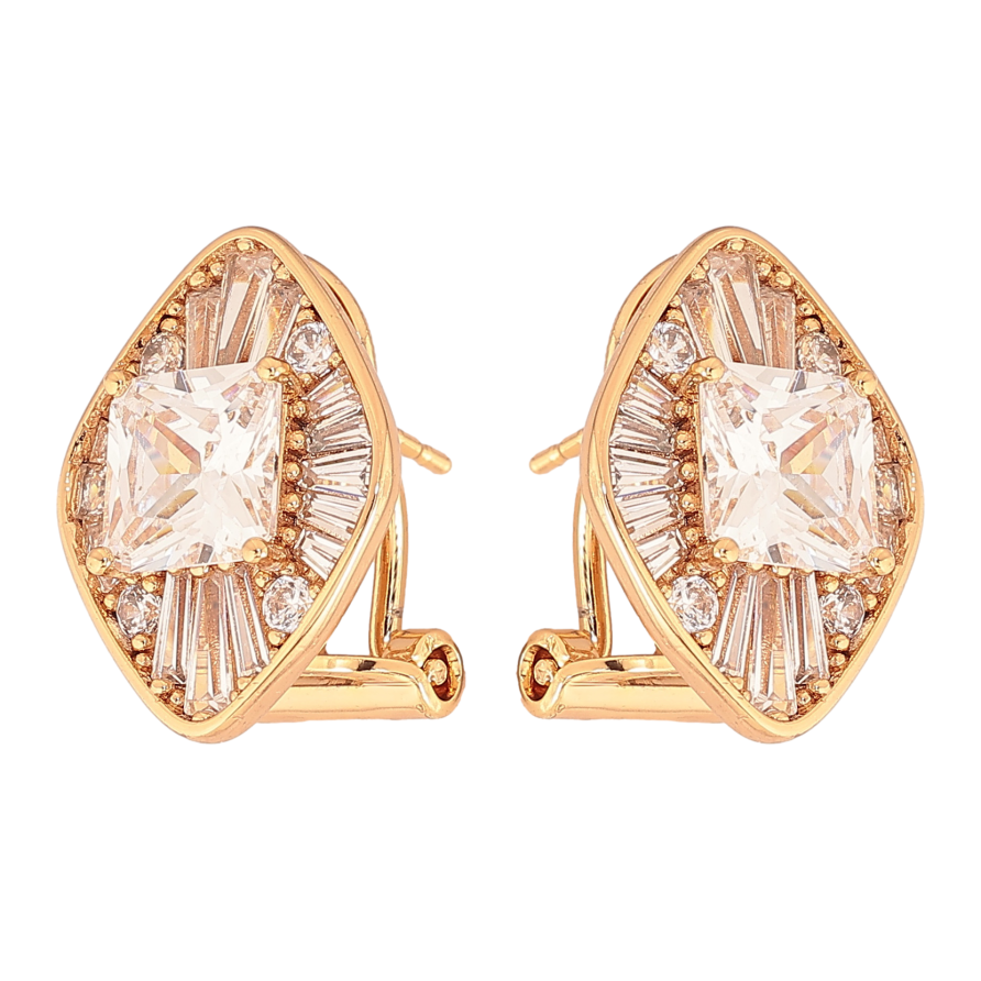 Сережки Xuping колір позолота 18K італійський замок інкрустація кристалами фото №1