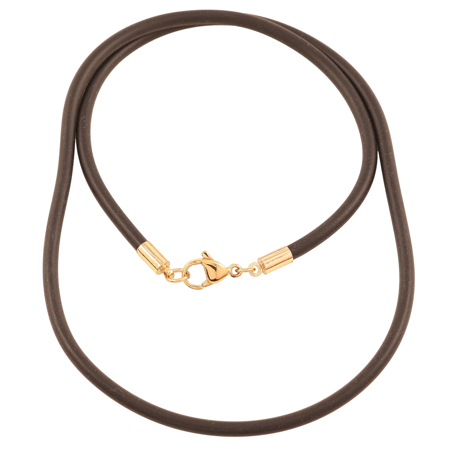 Шнур Xuping Позолота 18K "Чорний каучуковий шнур" довжина 51см х 3мм фото №1