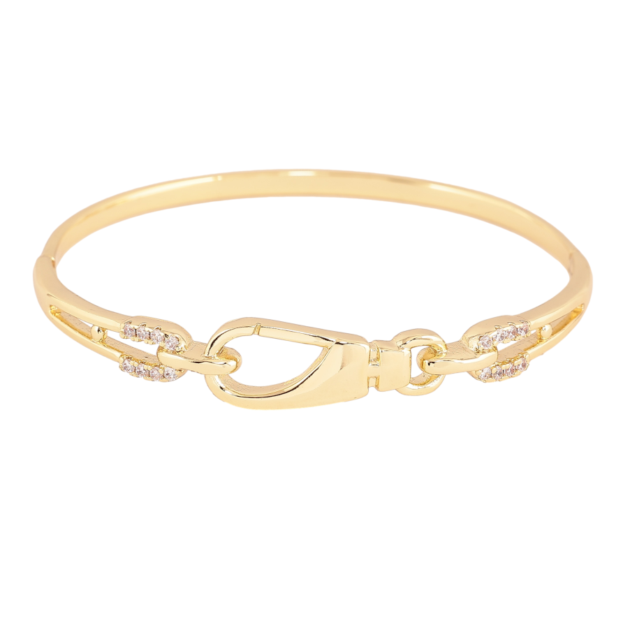 Браслет Xuping колір Позолота 14K "Карабін з кристалами" ø 5.6см фото №1 Браслет Xuping колір Позолота 14K "Карабін з кристалами" ø 5.6см фото №1