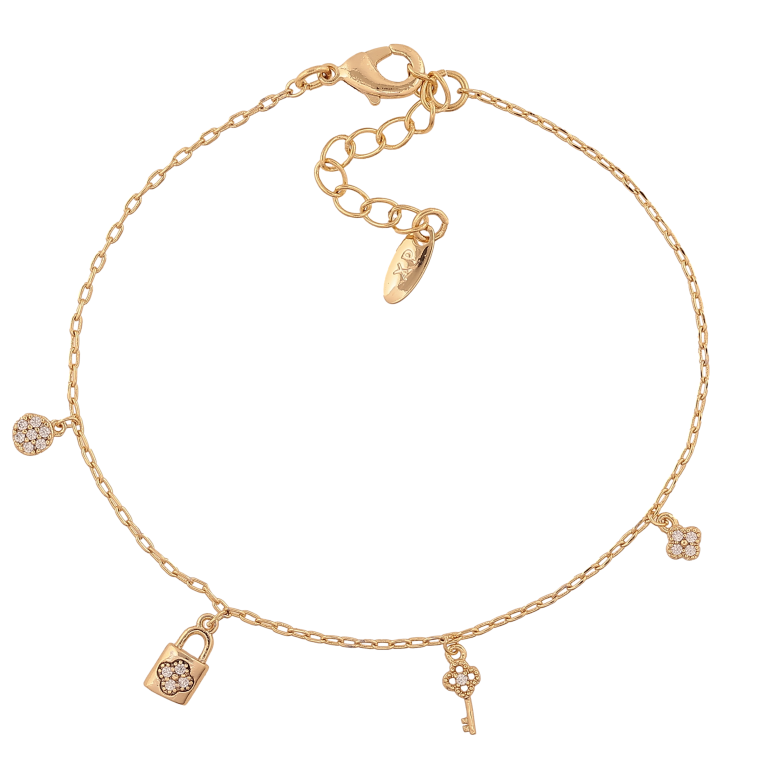 Браслет Xuping цвет Позолота 14K "Цепочка с подвесками" размер с доп. цепочкой 17-20.5см х 1мм фото №1