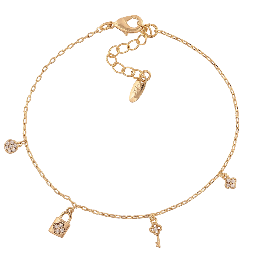 Браслет Xuping цвет Позолота 14K "Цепочка с подвесками" размер с доп. цепочкой 17-20.5см х 1мм фото №1