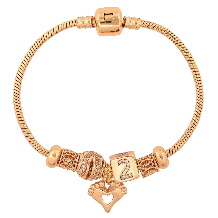 Браслет Xuping колір Позолота 18K "У стилі "Pandora" Ювелірний шнур з намистинами" довжина 18см х 2.5мм фото №8