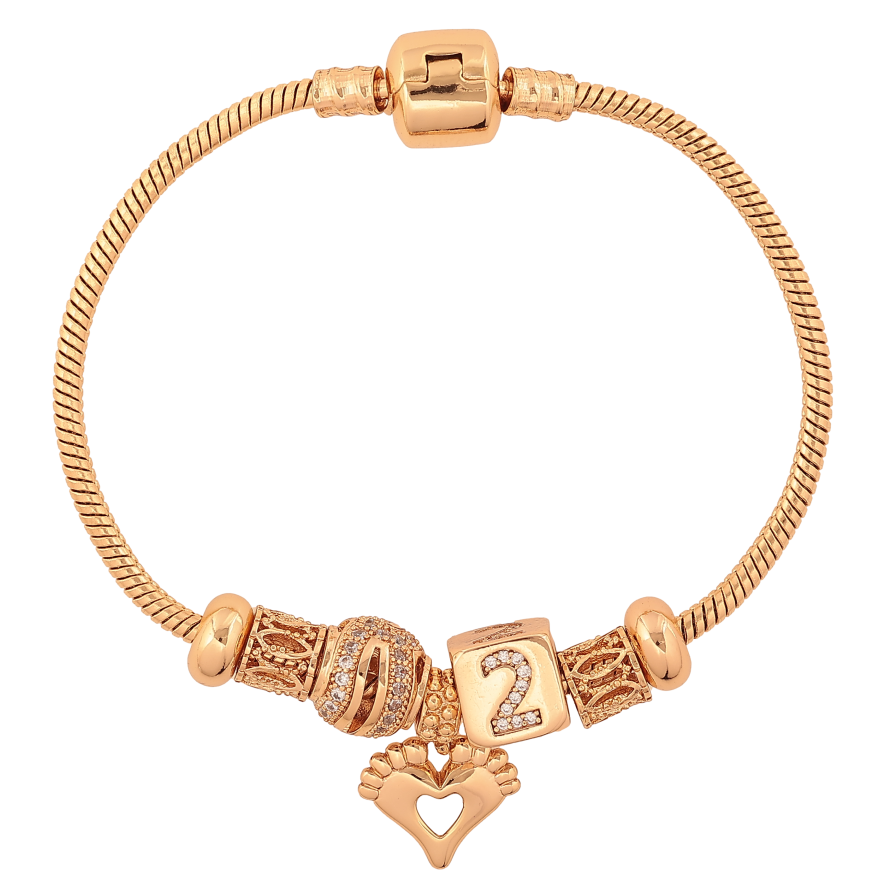 Браслет Xuping колір Позолота 18K "У стилі "Pandora" Ювелірний шнур з намистинами" довжина 18см х 2.5мм фото №1