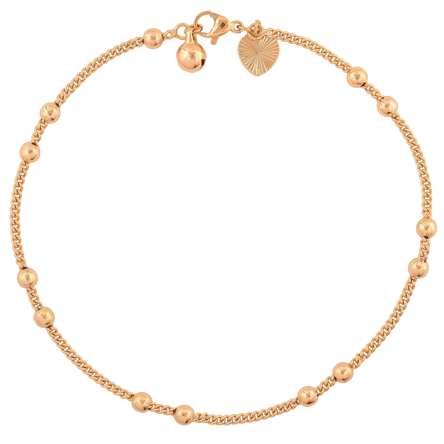 Браслет Xuping колір Позолота 18K на ногу "Ланцюжок Панцирний з намистинами" розмір 26см х 2-4мм фото №1