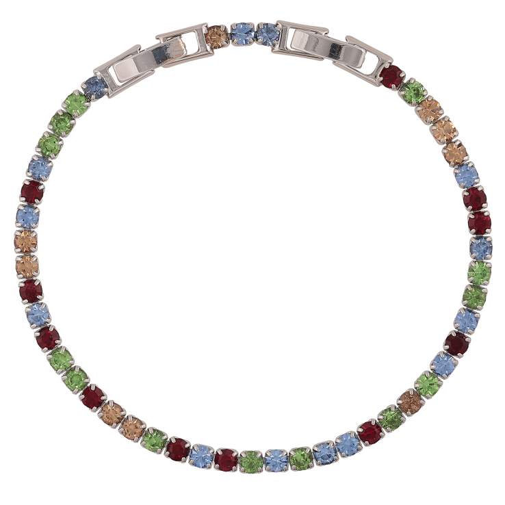 Браслет Xuping M&L колір Родій "Доріжка різнокольорових кристалів» довжина з доп. замком 17,19.5см х 3мм фото №10