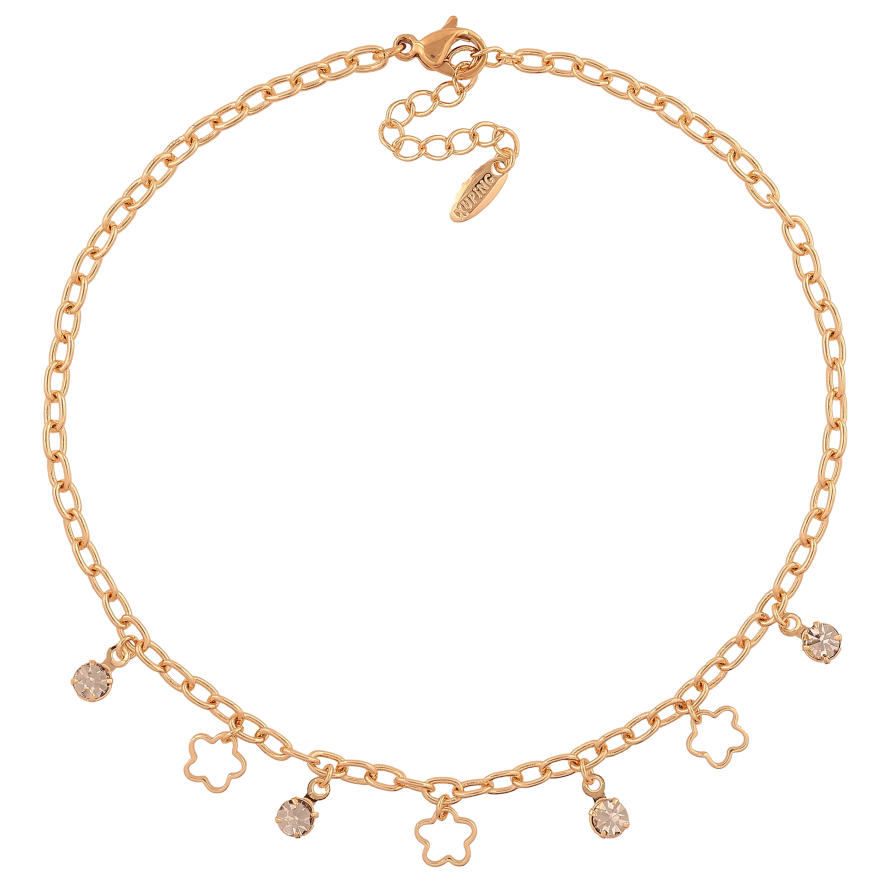 Браслет Xuping M&L колір 18К на ногу "Ланцюжок з підвісками" довжина з дод. ланцюжком 23-27см х 3мм фото №1 Браслет Xuping M&L колір 18К на ногу "Ланцюжок з підвісками" довжина з дод. ланцюжком 23-27см х 3мм фото №1