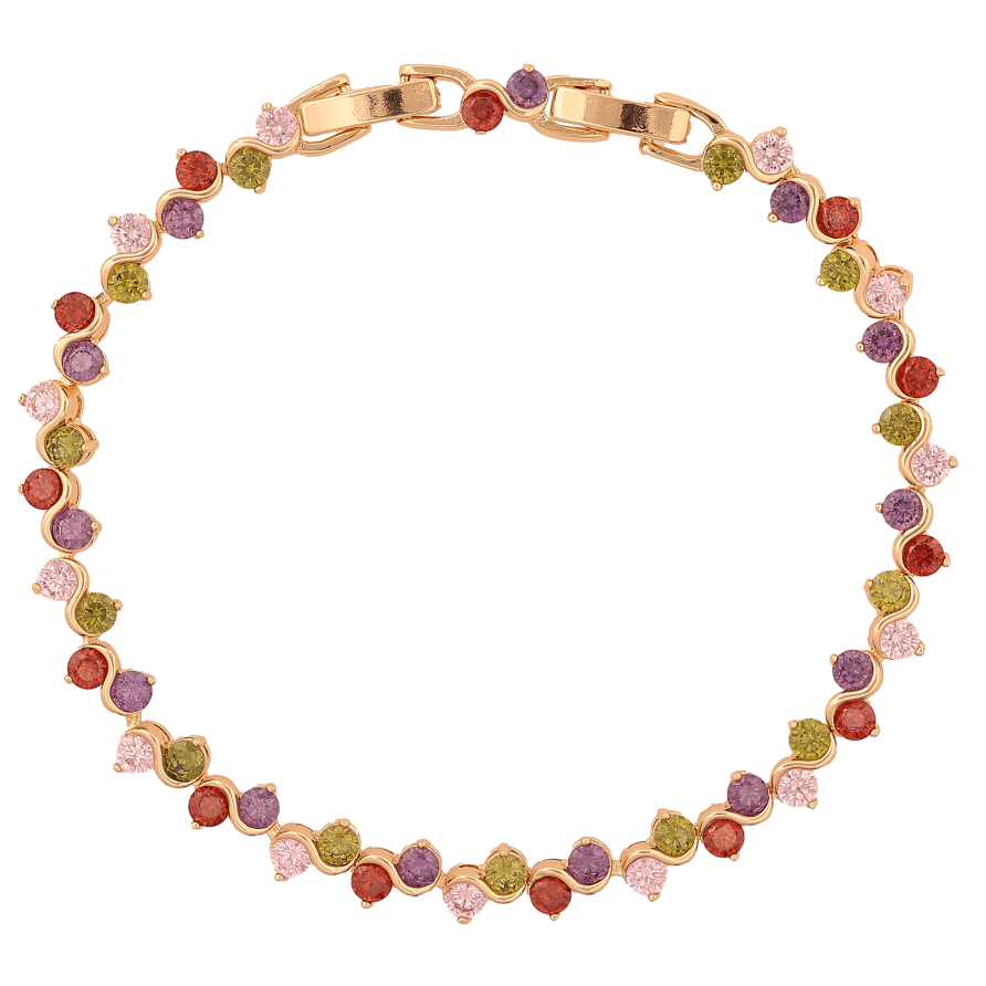 Браслет Xuping M&L колір 18К "Доріжка різнокольорових кристалів" довжина з дод. замком 18,19.5см х 5мм фото №1 Браслет Xuping M&L колір 18К "Доріжка різнокольорових кристалів" довжина з дод. замком 18,19.5см х 5мм фото №1