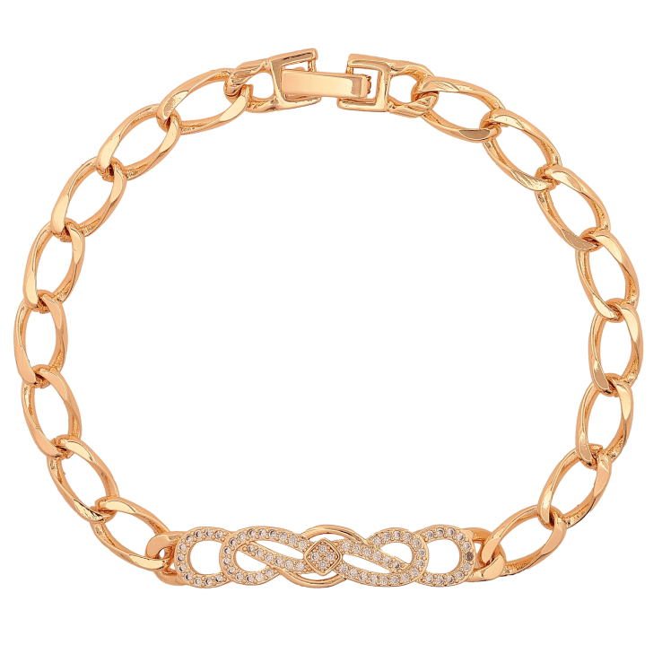 Браслет Xuping M&L колір 18К "Ланцюжок Панцирний з декоративною вставкою" довжина 20.5см х 6-8мм фото №24