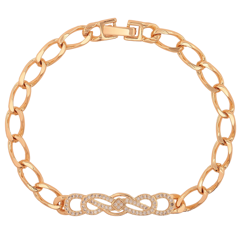 Браслет Xuping M&L колір 18К "Ланцюжок Панцирний з декоративною вставкою" довжина 20.5см х 6-8мм фото №1