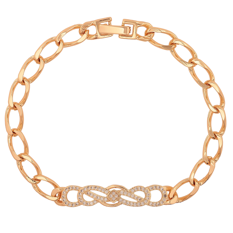 Браслет Xuping M&L колір 18К "Ланцюжок Панцирний з декоративною вставкою" довжина 20.5см х 6-8мм фото №1