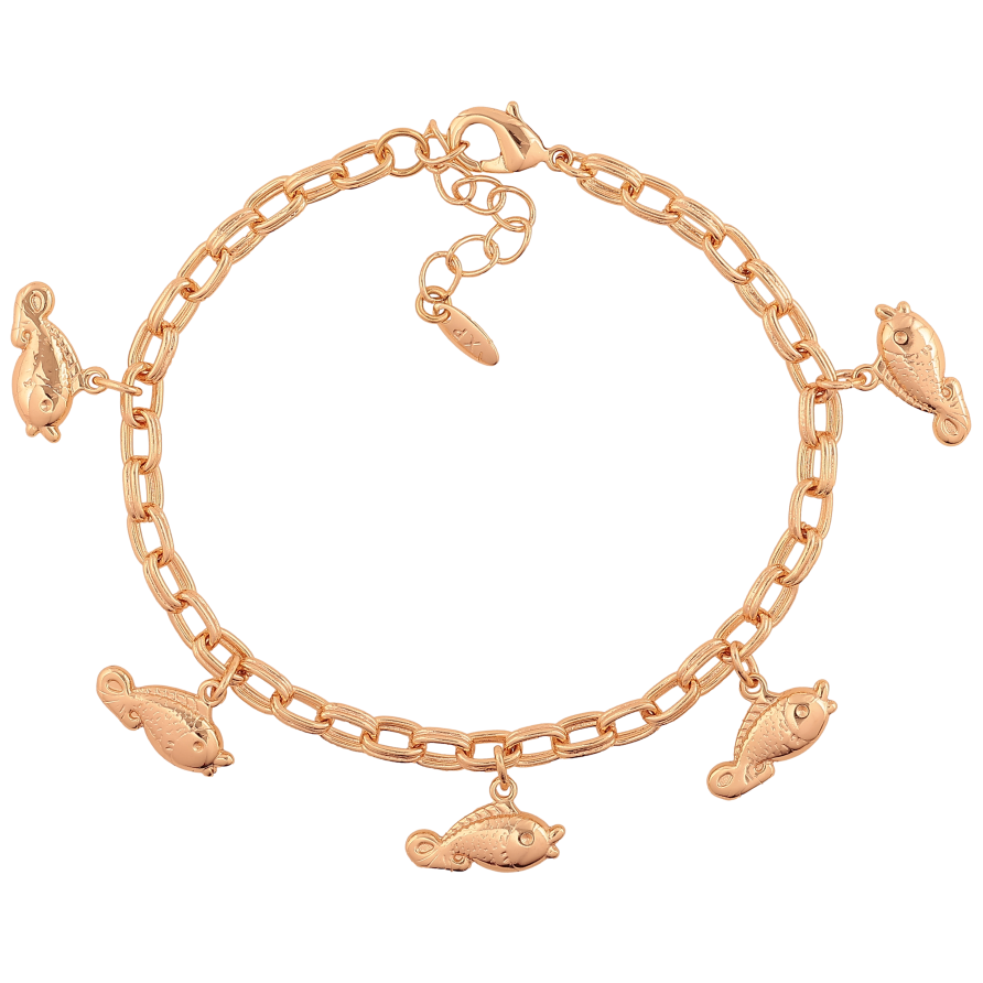 Браслет Xuping M&L колір 18К "Ланцюжок з підвісками рибками" довжина з дод. ланцюжком 18.5-22см х 4мм фото №1