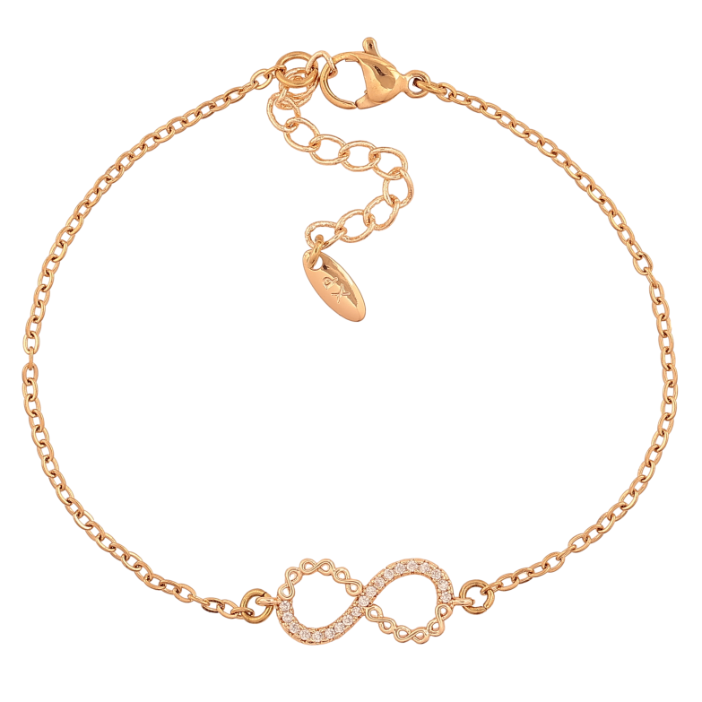 Браслет Xuping M&L цвет 18К "Цепочка с вставкой знак бесконечности" длина с доп. цепочкой 17-19.5см х 2-8мм фото №1