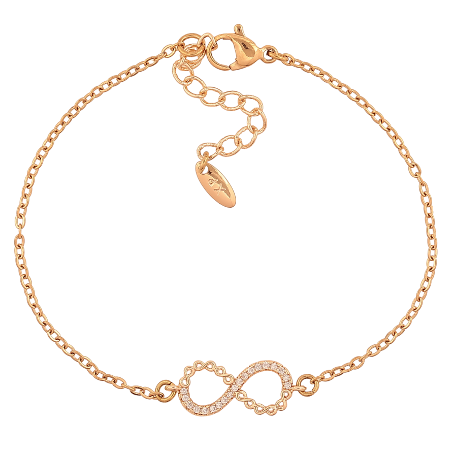 Браслет Xuping M&L колір 18К "Ланцюжок із вставкою знак нескінченності" довжина з дод. ланцюжком 17-19.5см х 2-8мм фото №1