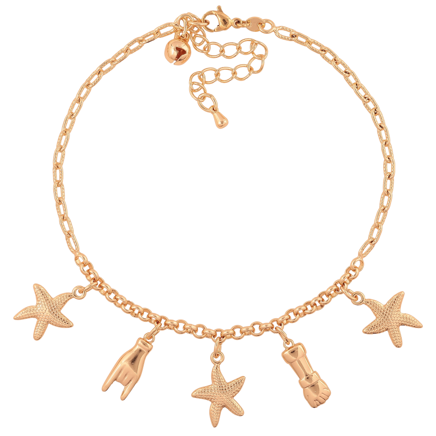 Браслет Xuping M&L колір 18К на ногу "Ланцюжок з підвісками" довжина з дод. ланцюжком 23-28.5см х 3мм фото №1