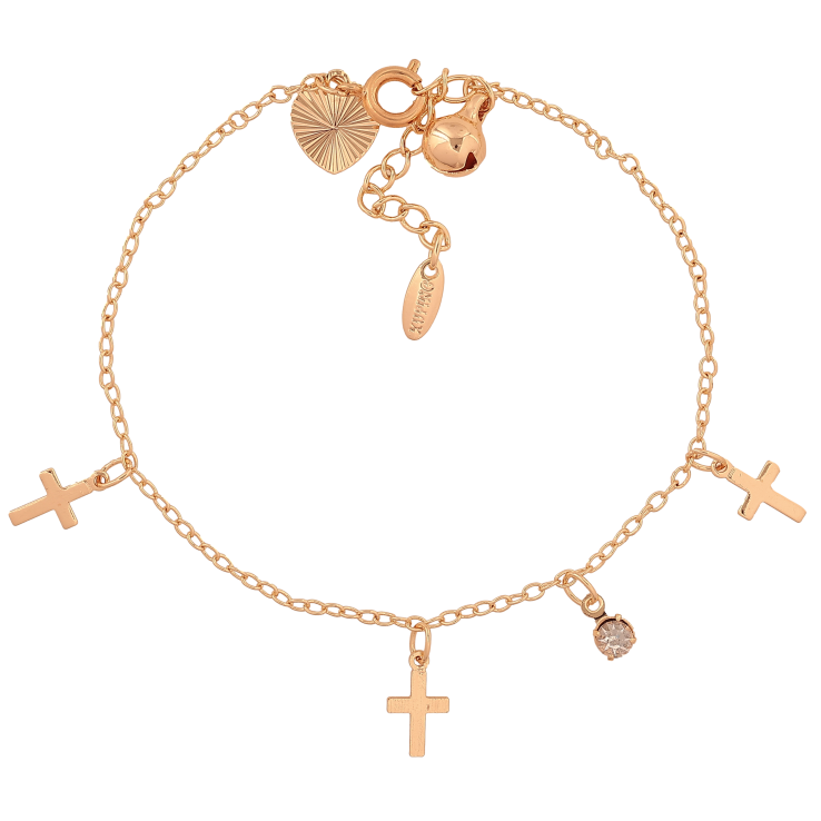 Браслет Xuping M&L колір 18К "Ланцюжок з підвісками хрестиками" розмір з доп. ланцюжком 17-20см х 1.5мм фото №11