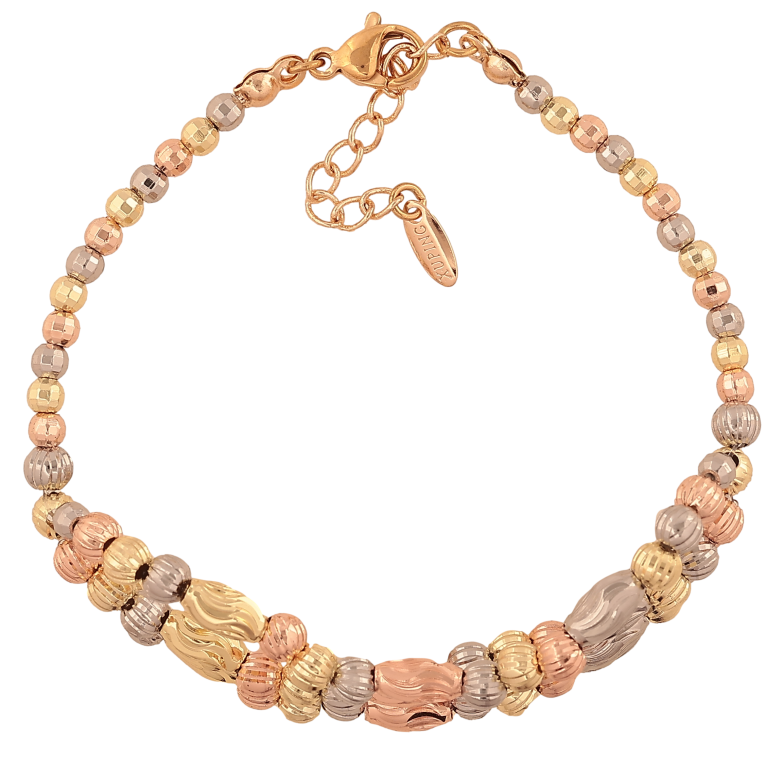 Браслет Xuping M&L цвет 18К+14К+РО+Родий "Узор из бусин" длина с доп. цепочкой 17-20.5см х 3-12мм фото №1