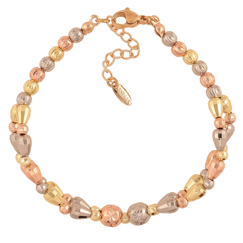 Браслет Xuping M&L колір 18К+14К+РО+Родій "Візерунок з намистин" довжина з дод. ланцюжком 17-20см х 4-8мм фото №1